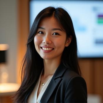 Portrait of Ms. Sophia Chen, Head of Product Design at Veridian Bloom, an innovative and user-centric designer.