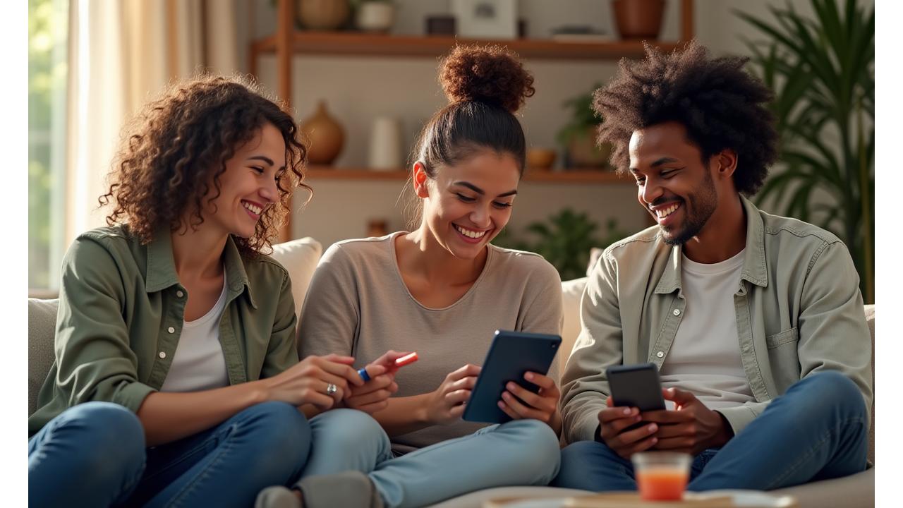A diverse group of individuals engaging with smart ring technology, showing ease of use and accessibility, reflecting human-centered design principles.