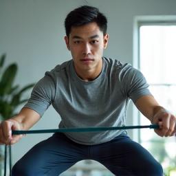David, a client, demonstrating improved physical strength.