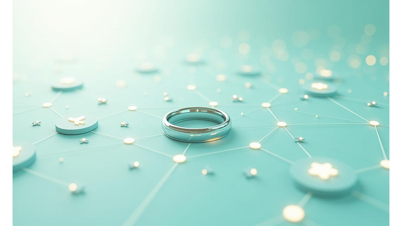 A dynamic visual representation of a connected health ecosystem, showing seamless data flow between a Veridian Bloom smart ring, NHS systems, private healthcare providers, and various wellness apps. Subtle lines and glowing nodes visually link these elements, emphasizing connectivity and unity under a human-centric interface.