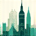 Building icon with London landmark silhouette overlay, symbolizing innovation location