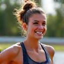 Portrait of Emily Carter, a professional athlete.