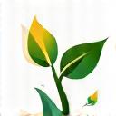 Icon representing personalized recommendations adapting and evolving, with sprouting leaves and arrows.