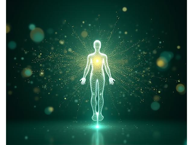 An abstract visualization of an AI algorithm dynamically processing biometric data, showing intricate connections and adaptive learning to represent continuous personalized health insights.