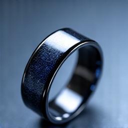 Close-up of smart ring made from titanium and sapphire crystal