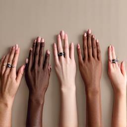 Hand showing various smart ring sizes for optimal fit